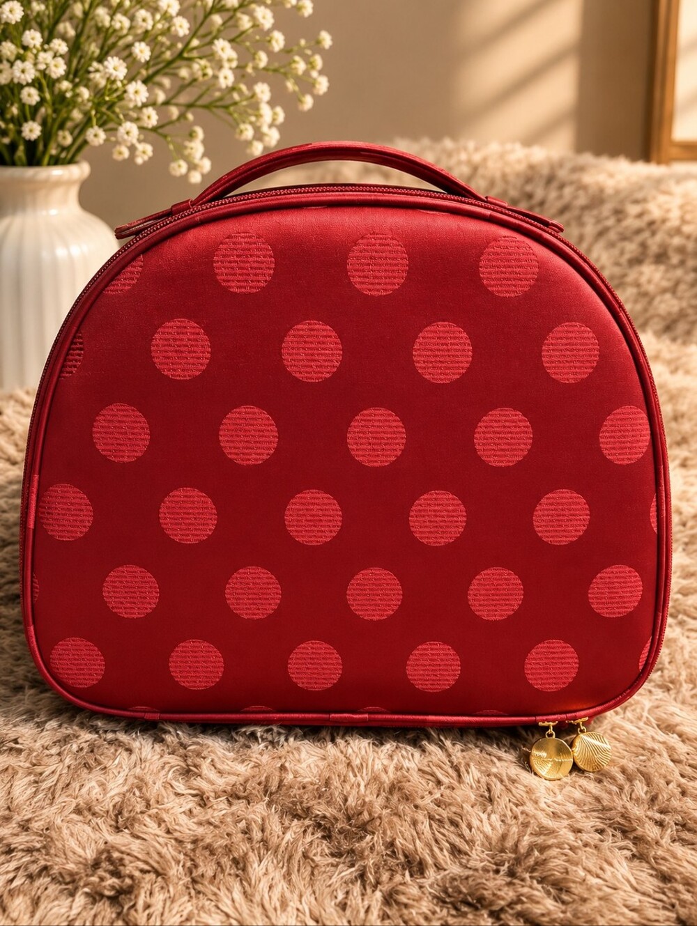 Estee Lauder Red Polka Dot Cosmetic Case